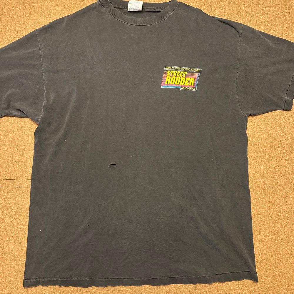 Hanes Street Rodder Magazine T-Shirt Mens XL Black Vintage 90s Hot Rod USA Made